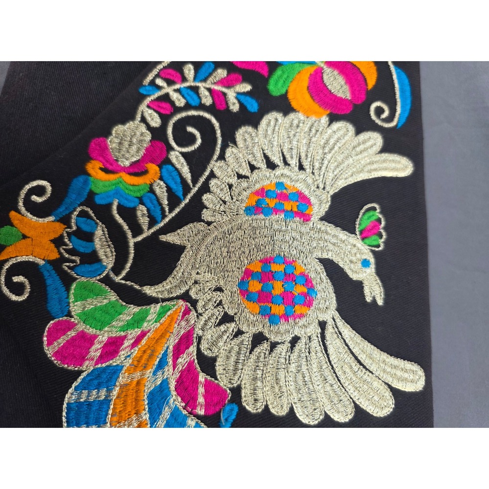 Rang Ja Clutch Bag Womens OS Black Excellent Embroidered Ethnic Peacock Floral - Picture 4 of 6